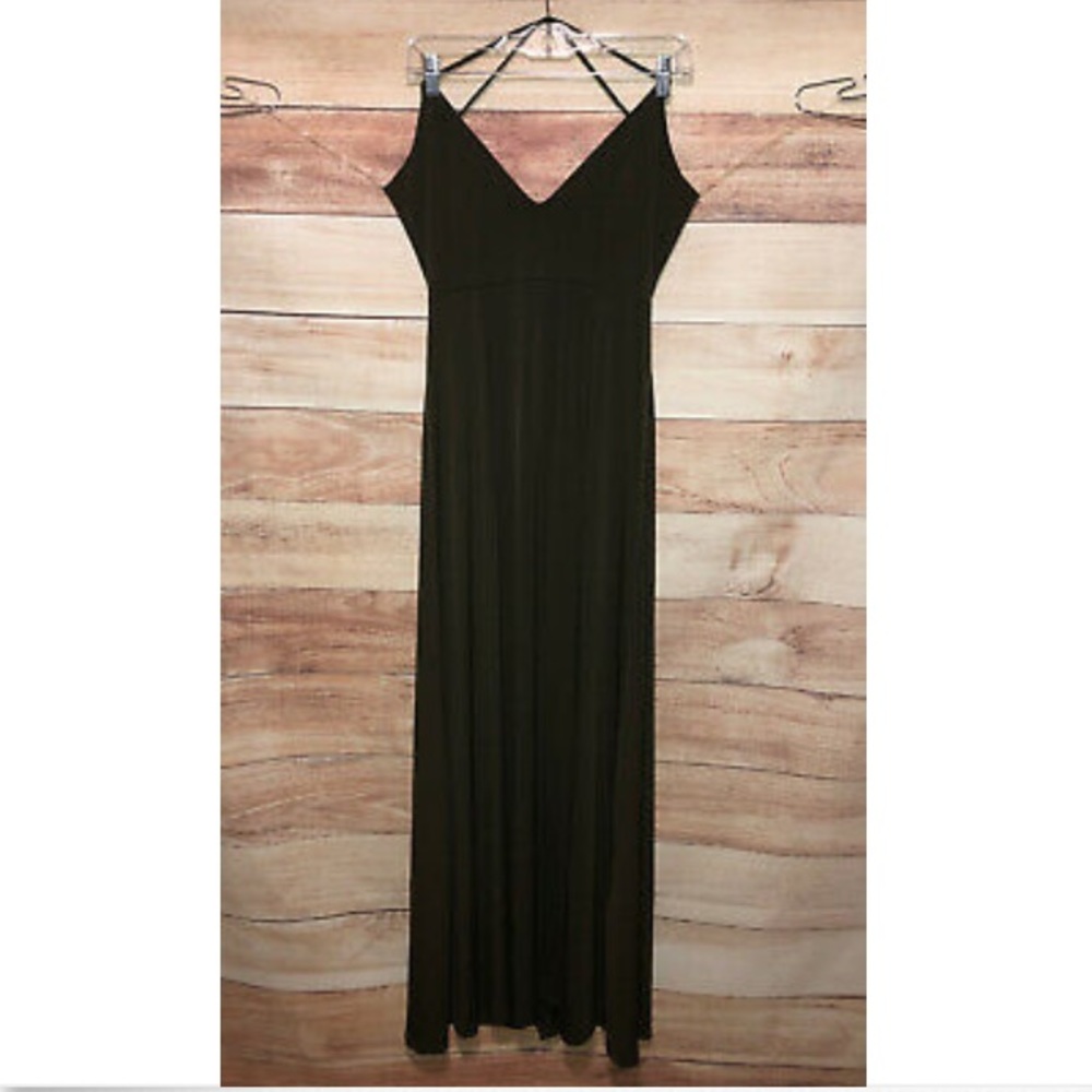 Blueblush Green Dress Double Front Slits Backless